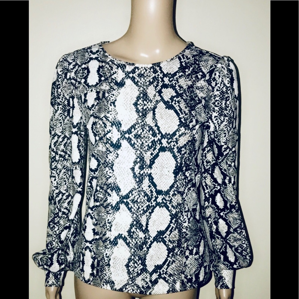 Express Blouse Snakeskin Pattern Long Sleeve - image 1